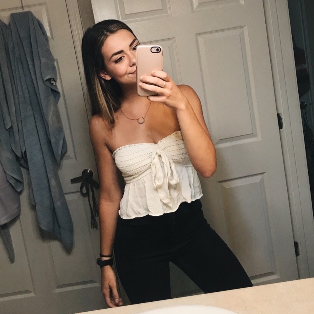 White lace crop top